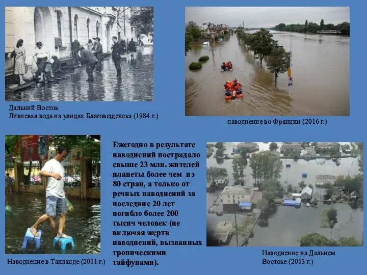 Дальний Восток Ливневая вода на улицах Благовещенска (1984 г.) наводнение во Франции