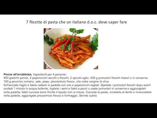 7 Ricette di pasta che un italiano d.o.c. deve saper fare Penne