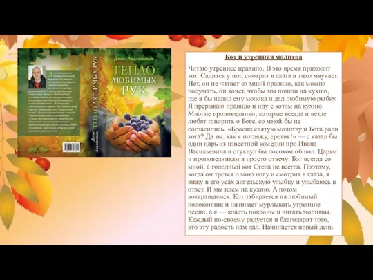 Кот и утренняя молитва Читаю утреннее правило. В это время приходит кот.