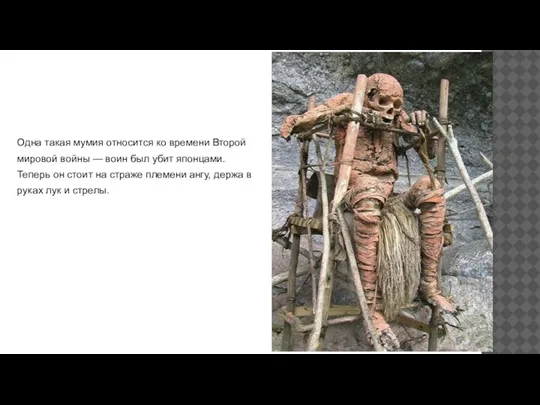 Одна такая мумия относится ко времени Второй мировой войны — воин был