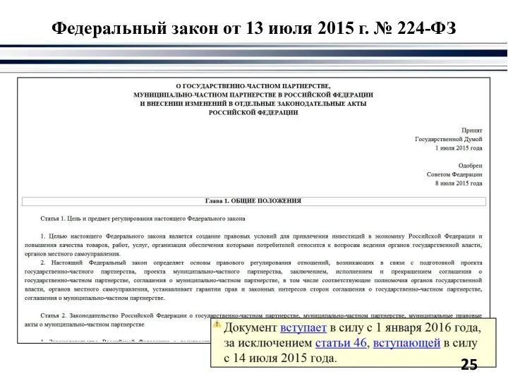 Федеральный закон от 13 июля 2015 г. № 224-ФЗ