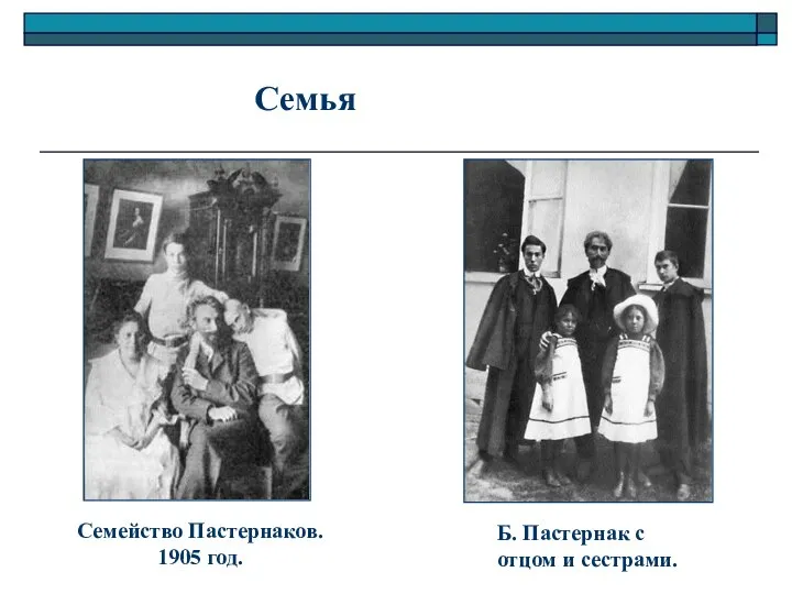 Семья Семейство Пастернаков. 1905 год. Б. Пастернак с отцом и сестрами.