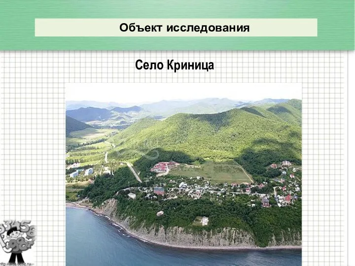 Объект исследования Село Криница