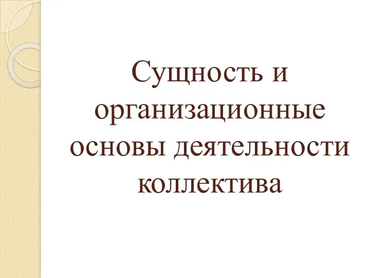 Сущность и организационные основы деятельности коллектива