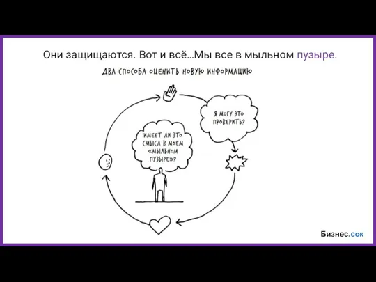 Бизнес.сок Они защищаются. Вот и всё…Мы все в мыльном пузыре.