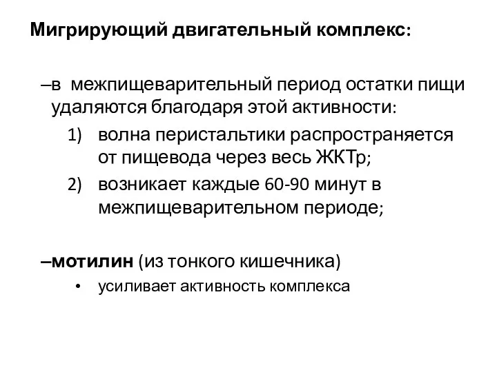 Мигрирующий двигательный комплекс: в межпищеварительный период остатки пищи удаляются благодаря этой активности: