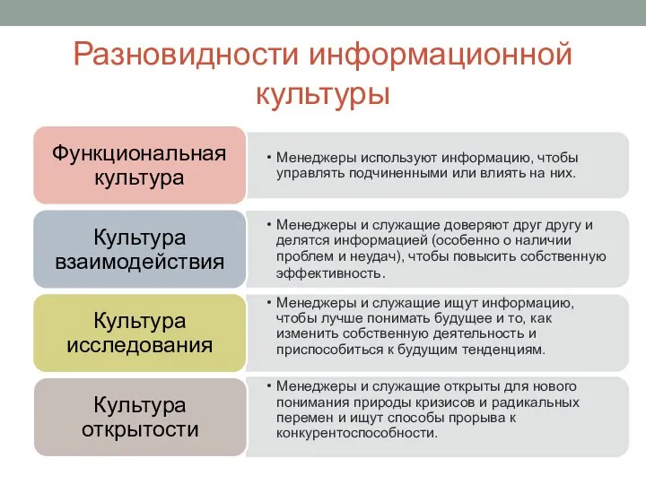 Разновидности информационной культуры