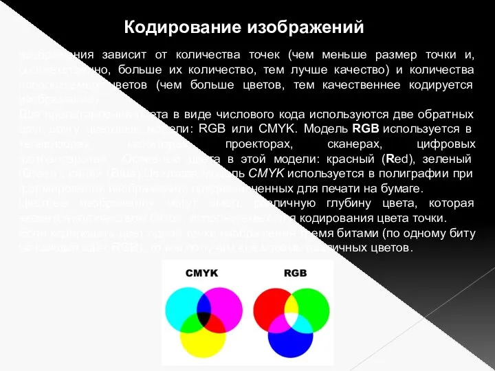 изображения зависит от количества точек (чем меньше размер точки и, соответственно, больше