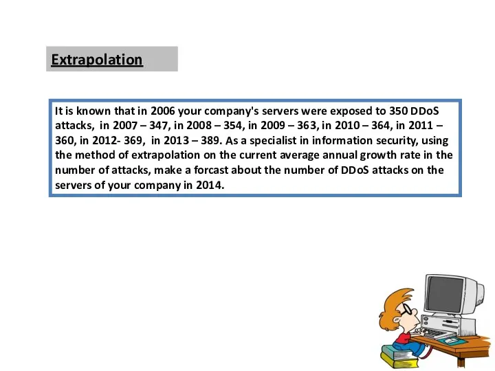 Extrapolation It is known that in 2006 your company's servers were exposed