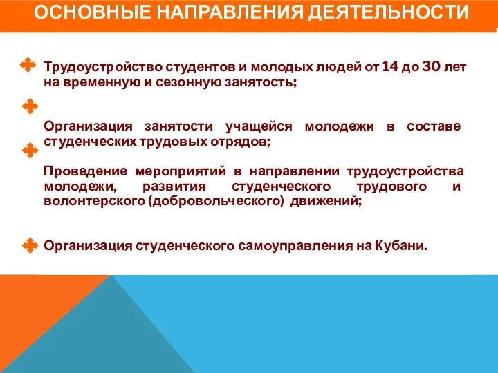 ОСНОВНЫЕ НАПРАВЛЕНИЯ ДЕЯТЕЛЬНОСТИ ОСНОВНЫЕ НАПРАВЛЕНИЯ ДЕЯТЕЛЬНОСТИ