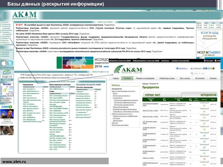 www.akm.ru Базы данных (раскрытие информации)