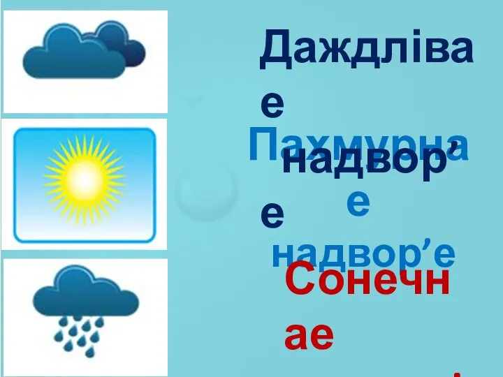 Пахмурнае надвор’е Сонечнае надвор’е Даждлівае надвор’е