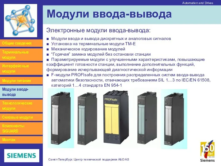 Automation and Drives Санкт-Петербург. Центр технической поддержки A&D AS Модули ввода-вывода Интерфейсные