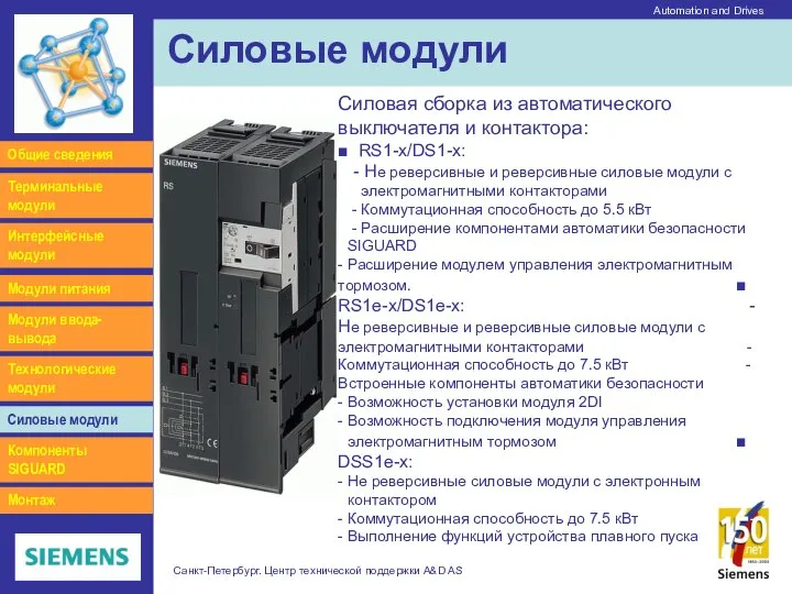 Automation and Drives Санкт-Петербург. Центр технической поддержки A&D AS Силовые модули Интерфейсные