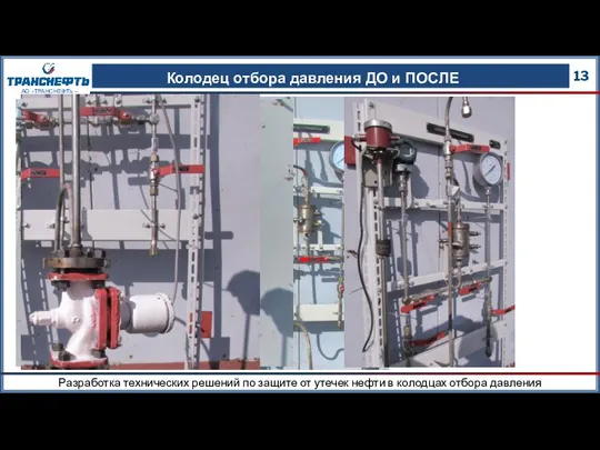 13 АО «ТРАНСНЕФТЬ – СИБИРЬ» Колодец отбора давления ДО и ПОСЛЕ Разработка