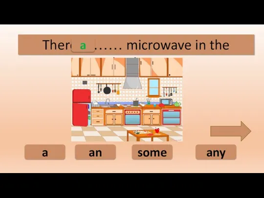 a an some any There is …… microwave in the kitchen. a