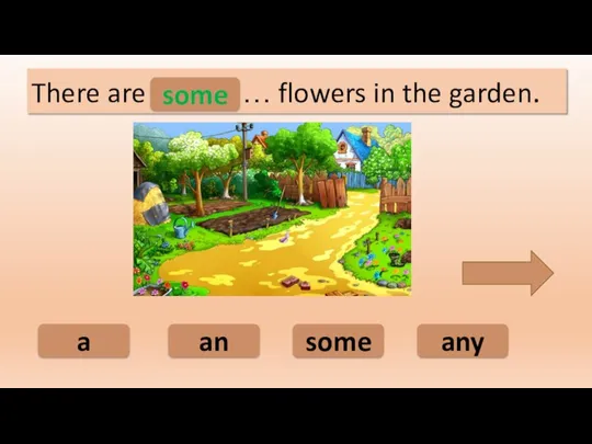 some an a any There are ………… flowers in the garden. some