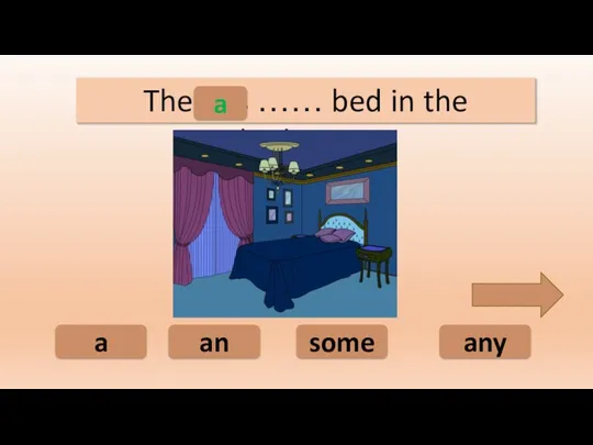 a an some any There is …… bed in the bedroom. a