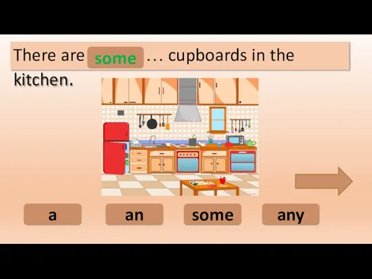 some an a any There are ………… cupboards in the kitchen. some