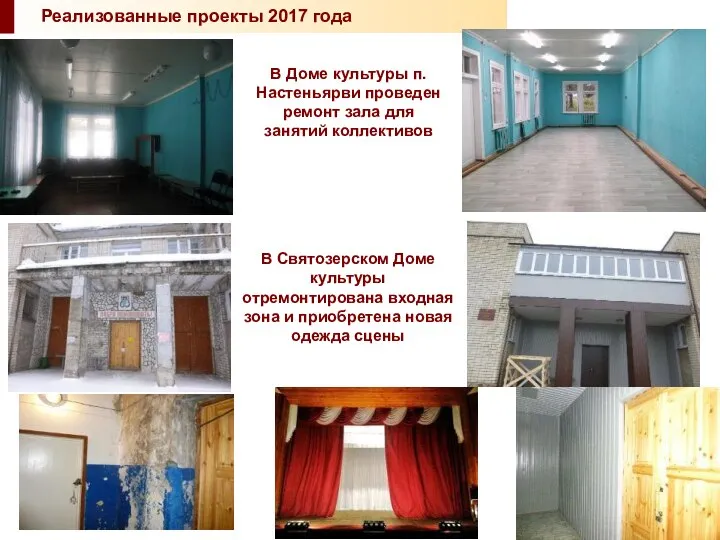 В Доме культуры п. Настеньярви проведен ремонт зала для занятий коллективов В