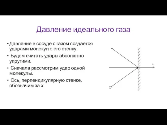 Давление идеального газа Давление в сосуде с газом создается ударами молекул о