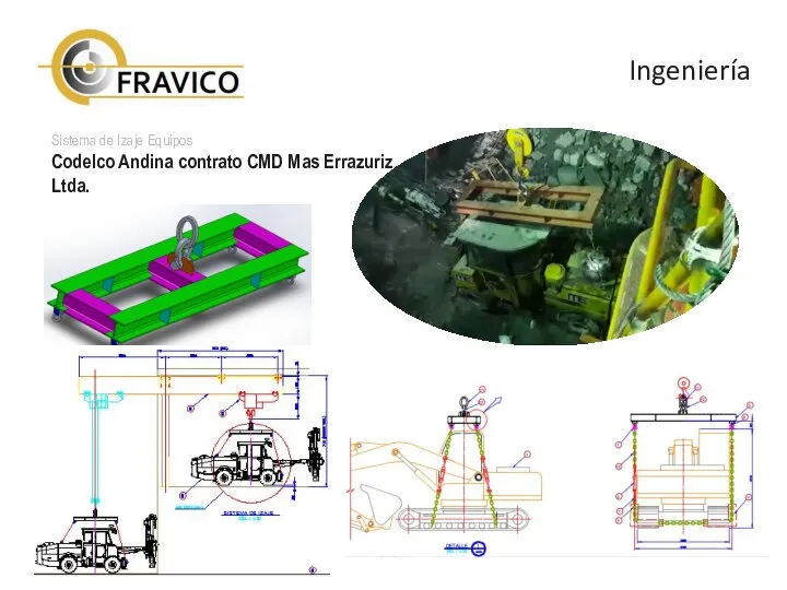 Ingeniería Sistema de Izaje Equipos Codelco Andina contrato CMD Mas Errazuriz Ltda.