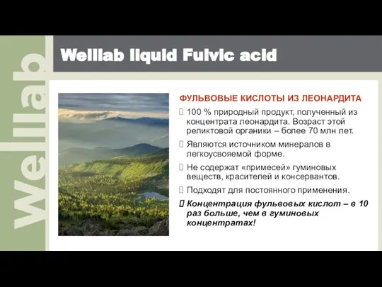 Welllab liquid Fulvic acid ФУЛЬВОВЫЕ КИСЛОТЫ ИЗ ЛЕОНАРДИТА 100 % природный продукт,