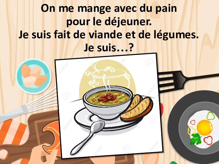 On me mange avec du pain pour le déjeuner. Je suis fait