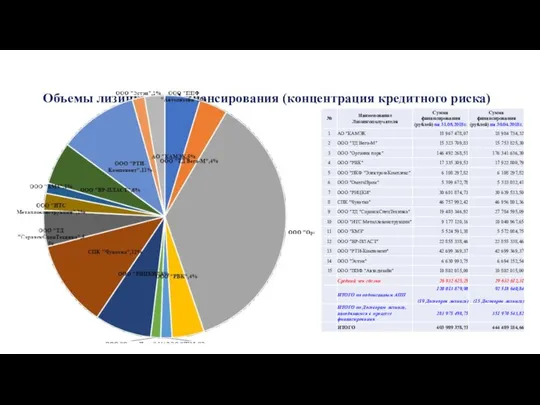 Объемы лизингового финансирования (концентрация кредитного риска)