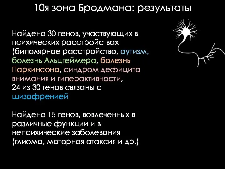 10я зона Бродмана: результаты Найдено 30 генов, участвующих в психических расстройствах (биполярное