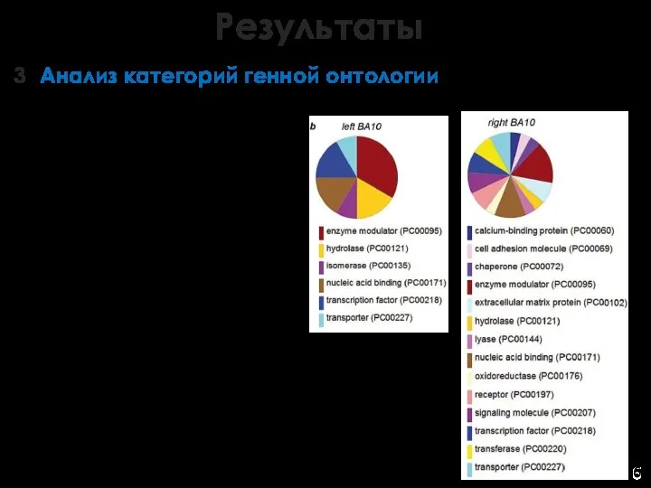 6 Анализ категорий генной онтологии 3 6 Результаты Сравнение результатов ГО анализа