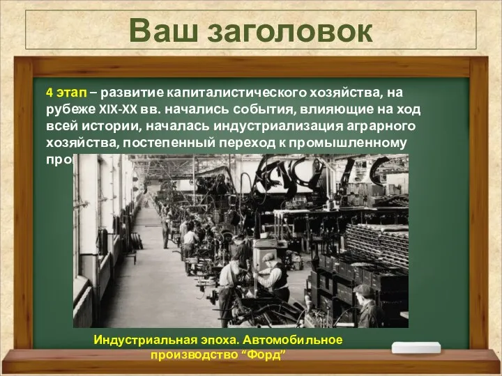 Ваш заголовок 4 этап – развитие капиталистического хозяйства, на рубеже XIX-XX вв.