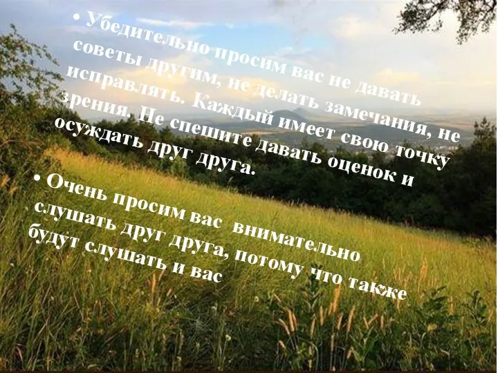 Убедительно просим вас не давать советы другим, не делать замечания, не исправлять.