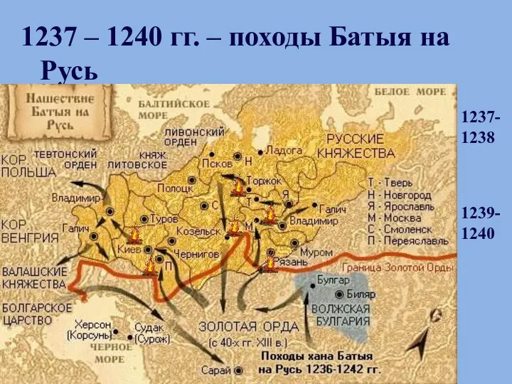 1237 – 1240 гг. – походы Батыя на Русь 1237-1238 1239-1240