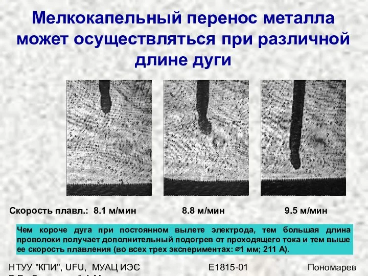 НТУУ "КПИ", UFU, МУАЦ ИЭС E1815-01 Пономарев В.Е., Сливинский А.М. Мелкокапельный перенос