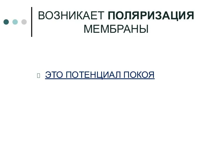 ВОЗНИКАЕТ ПОЛЯРИЗАЦИЯ МЕМБРАНЫ ЭТО ПОТЕНЦИАЛ ПОКОЯ