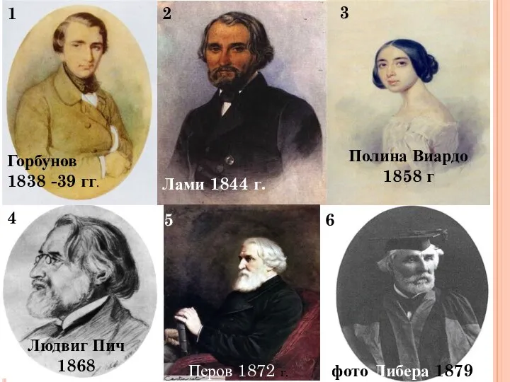 Горбунов 1838 -39 гг. 1 Лами 1844 г. 2 3 4 Людвиг
