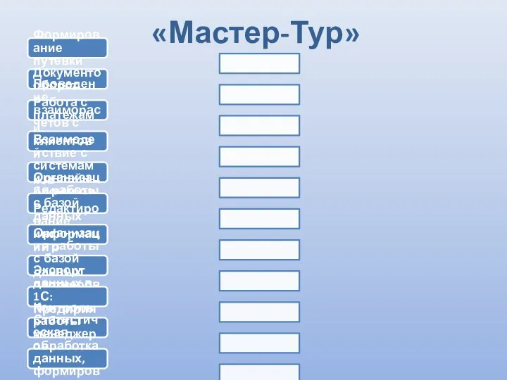 «Мастер-Тур» Формирование путевки Документооборот Проведение взаиморасчетов с клиентами Работа с платежами клиентов