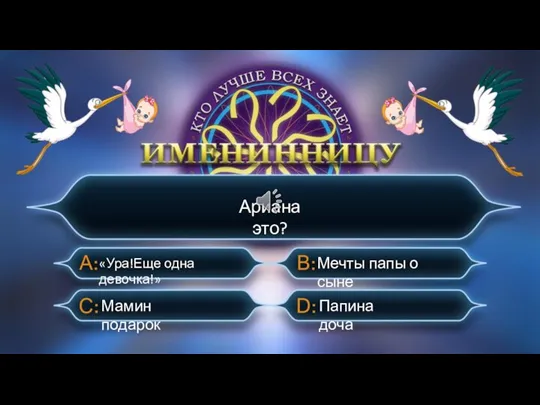 Ариана это? Мамин подарок «Ура!Еще одна девочка!» Мечты папы о сыне Папина доча