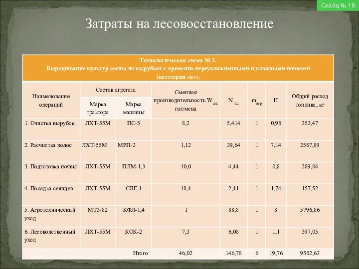 Затраты на лесовосстановление Слайд № 18