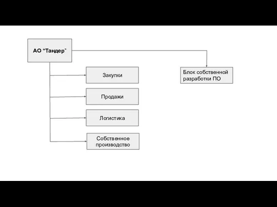 АО “Тандер” Закупки Продажи Логистика Собственное производство Блок собственной разработки ПО
