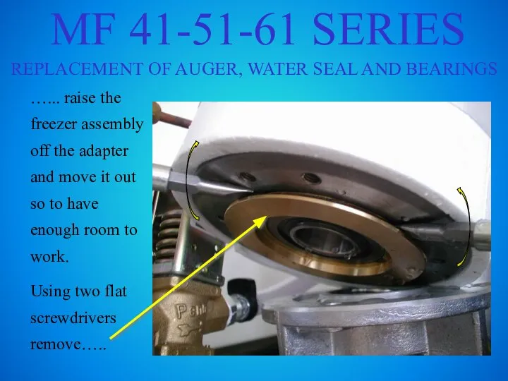 MF 41-51-61 SERIES REPLACEMENT OF AUGER, WATER SEAL AND BEARINGS …... raise