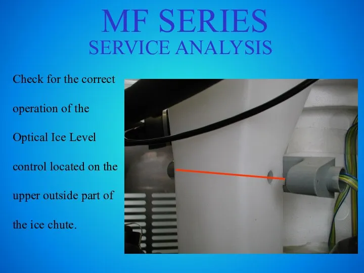 MF SERIES SERVICE ANALYSIS Check for the correct operation of the Optical
