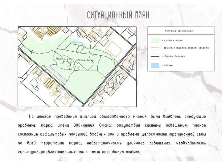 По итогам проведения анализа общественного мнения, были выявлены следующие проблемы парка имени