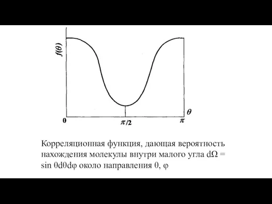 Корреляционная функция, дающая вероятность нахождения молекулы внутри малого угла dΩ = sin