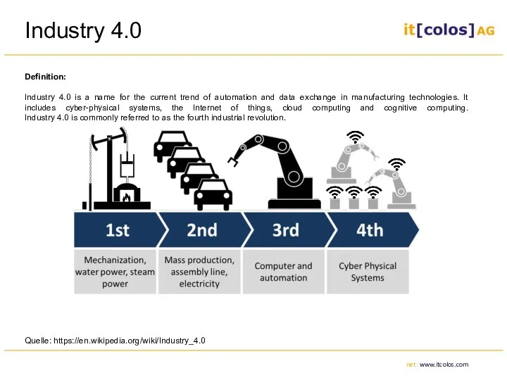 Industry 4.0 Definition: Industry 4.0 is a name for the current trend