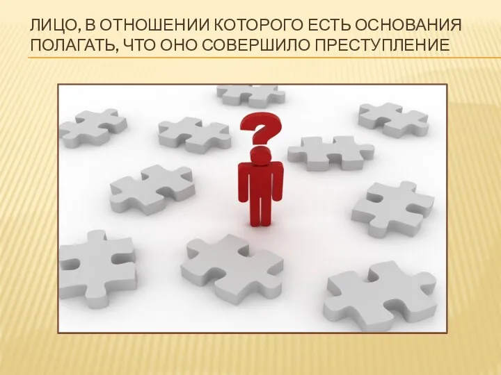 ЛИЦО, В ОТНОШЕНИИ КОТОРОГО ЕСТЬ ОСНОВАНИЯ ПОЛАГАТЬ, ЧТО ОНО СОВЕРШИЛО ПРЕСТУПЛЕНИЕ