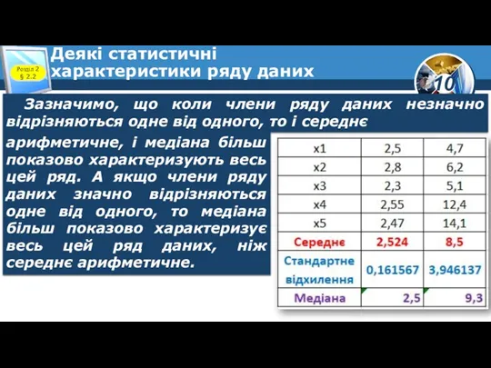 Деякі статистичні характеристики ряду даних Розділ 2 § 2.2 Зазначимо, що коли