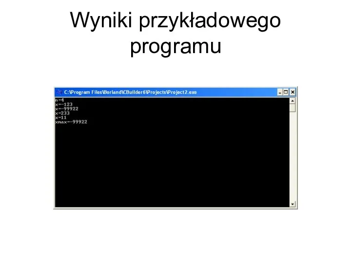 Wyniki przykładowego programu