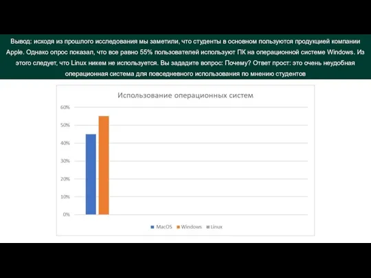 Вывод: исходя из прошлого исследования мы заметили, что студенты в основном пользуются